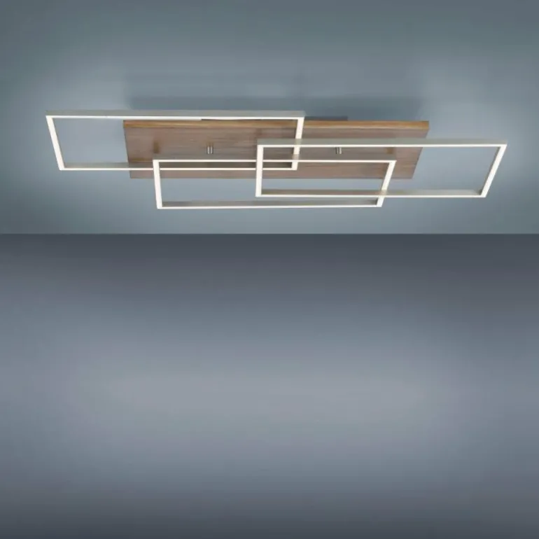 Plafonnier Paul-Neuhaus PALMA LED Écru, Acier brossé, 1 lumière, Télécommandes