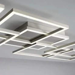 Plafonnier Paul-Neuhaus Q-INIGO LED Acier brossé, 7 lumières, Télécommandes