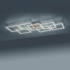 Plafonnier Paul-Neuhaus Q-INIGO LED Acier brossé, 7 lumières, Télécommandes