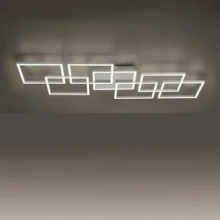 Plafonnier Paul-Neuhaus Q-INIGO LED Acier brossé, 7 lumières, Télécommandes