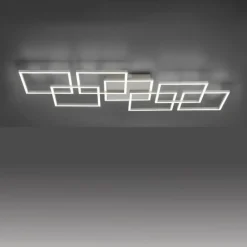 Plafonnier Paul-Neuhaus Q-INIGO LED Acier brossé, 7 lumières, Télécommandes