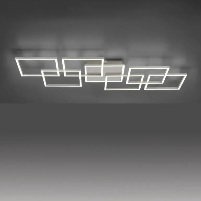 Plafonnier Paul-Neuhaus Q-INIGO LED Acier brossé, 7 lumières, Télécommandes