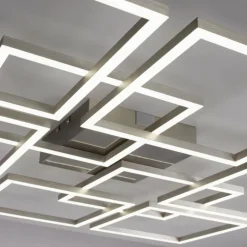 Plafonnier Paul-Neuhaus Q-INIGO LED Acier brossé, 7 lumières, Télécommandes