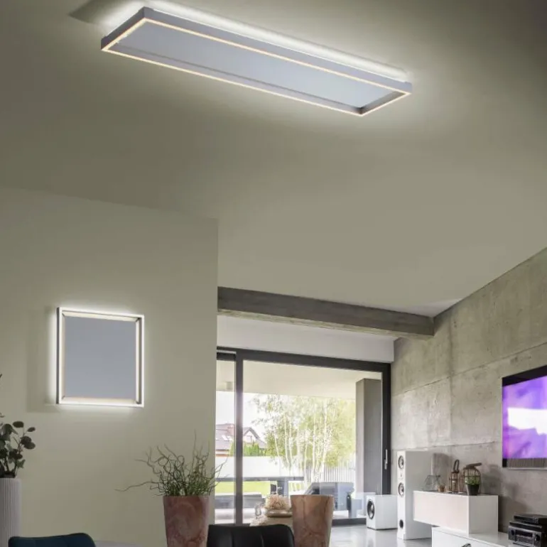 Plafonnier Paul-Neuhaus Q-KAAN LED Acier brossé, 2 lumières, Télécommandes