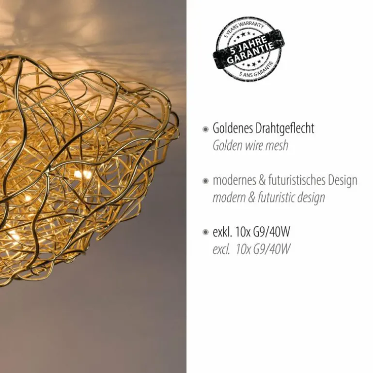 Plafonnier Paul-Neuhaus SAREA Or, 10 lumières