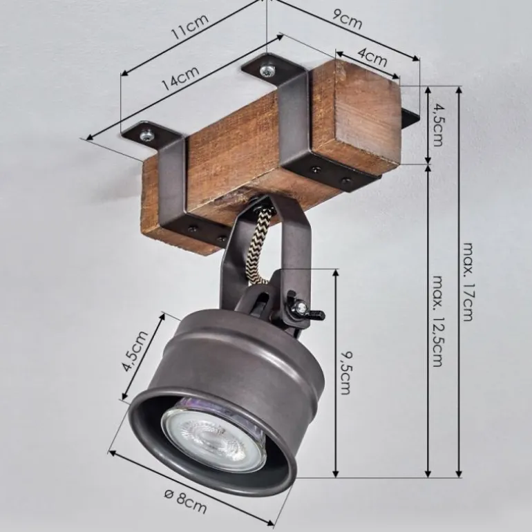 Plafonnier Pehefito Brun, Gris, Noir, 1 lumière
