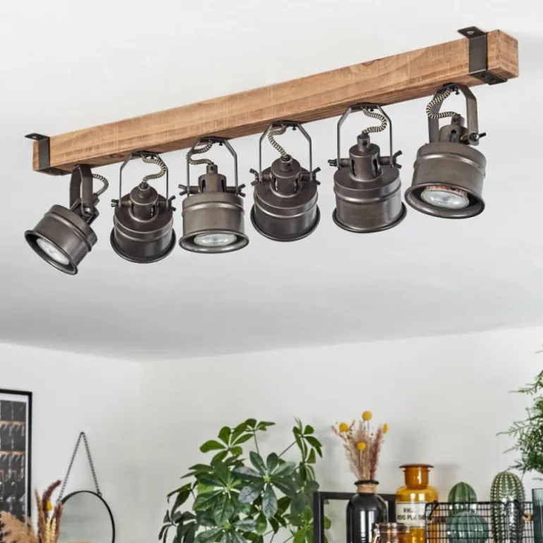 Plafonnier Pehefito Brun, Noir, 6 lumières