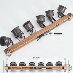 Plafonnier Pehefito Brun, Noir, 6 lumières