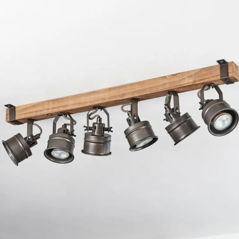 Plafonnier Pehefito Brun, Noir, 6 lumières