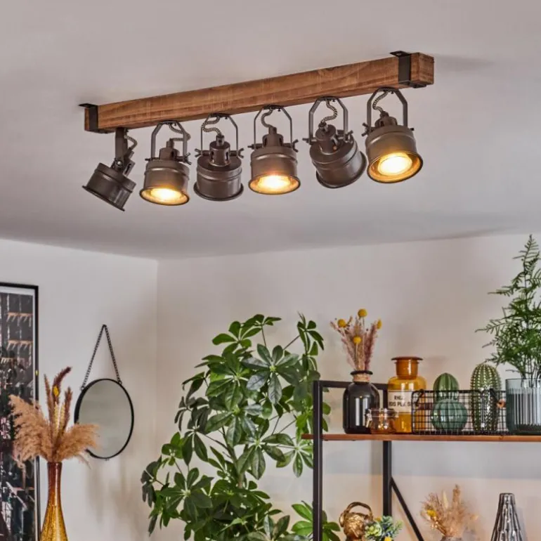 Plafonnier Pehefito Brun, Noir, 6 lumières