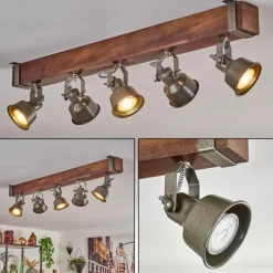 Plafonnier Pehefito Brun, Noir, 5 lumières