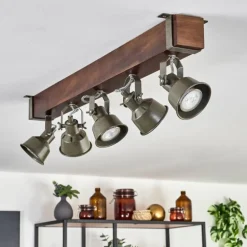 Plafonnier Pehefito Brun, Noir, 5 lumières