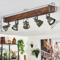 Plafonnier Pehefito Brun, Noir, 5 lumières