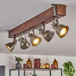 Plafonnier Pehefito Brun, Noir, 5 lumières