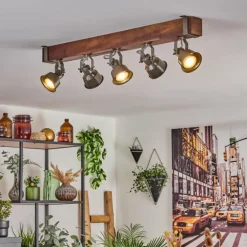 Plafonnier Pehefito Brun, Noir, 5 lumières