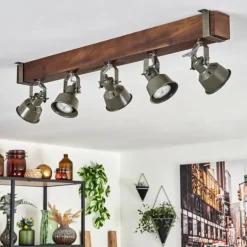 Plafonnier Pehefito Brun, Noir, 5 lumières