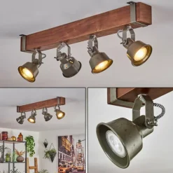 Plafonnier Pehefito Brun, Noir, 4 lumières