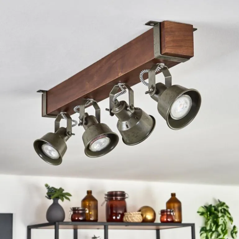 Plafonnier Pehefito Brun, Noir, 4 lumières