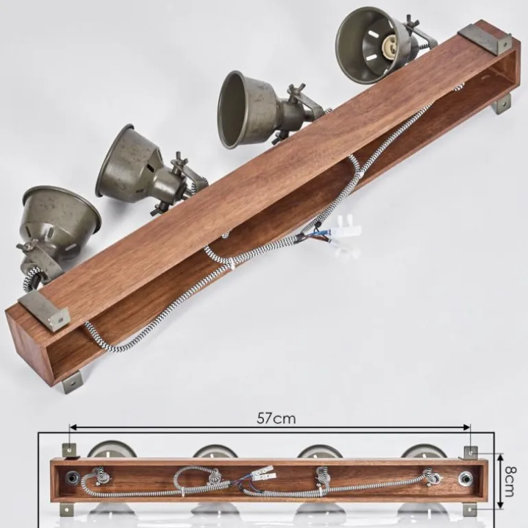 Plafonnier Pehefito Brun, Noir, 4 lumières