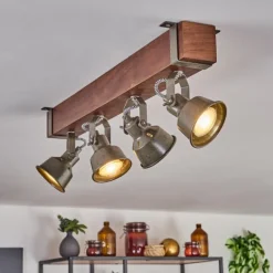 Plafonnier Pehefito Brun, Noir, 4 lumières