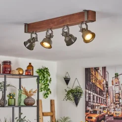 Plafonnier Pehefito Brun, Noir, 4 lumières