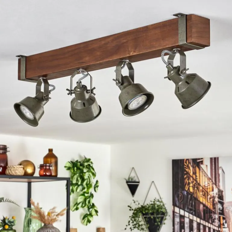 Plafonnier Pehefito Brun, Noir, 4 lumières