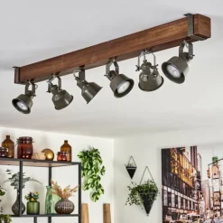 Plafonnier Pehefito Brun, Noir, 6 lumières