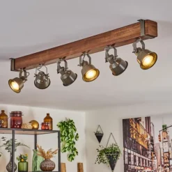 Plafonnier Pehefito Brun, Noir, 6 lumières