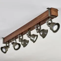 Plafonnier Pehefito Brun, Noir, 6 lumières