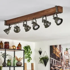 Plafonnier Pehefito Brun, Noir, 6 lumières