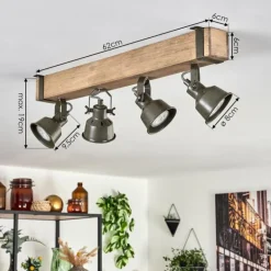 Plafonnier Pehefito Écru, Noir, 4 lumières