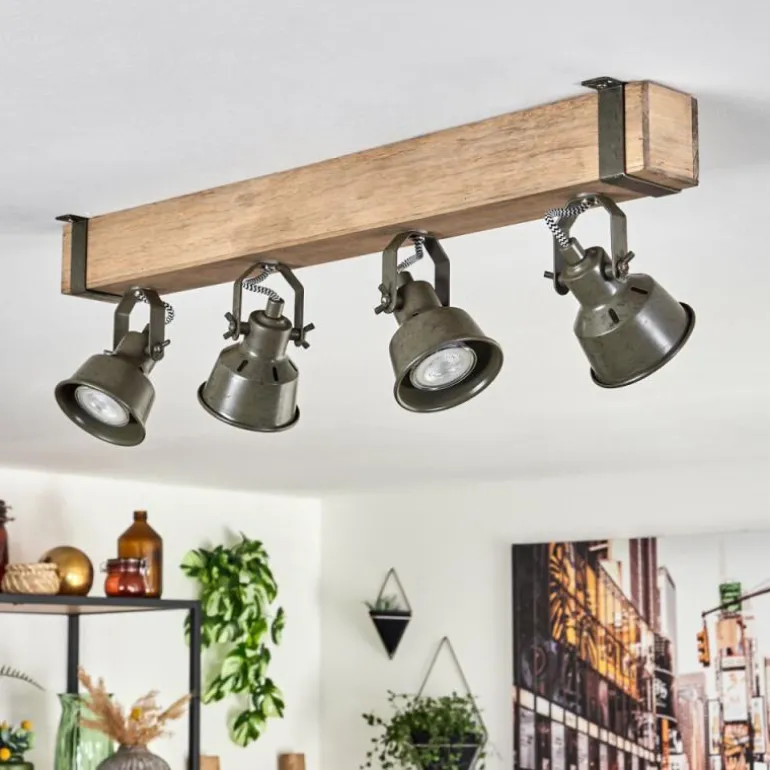 Plafonnier Pehefito Écru, Noir, 4 lumières