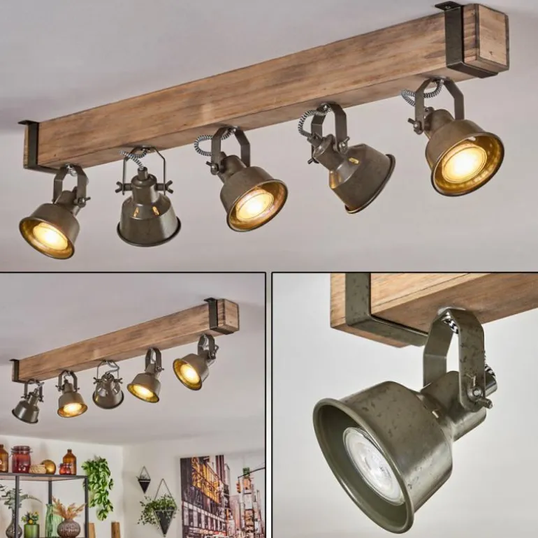 Plafonnier Pehefito Écru, Noir, 5 lumières