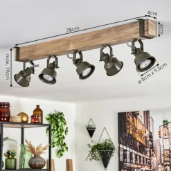 Plafonnier Pehefito Écru, Noir, 5 lumières