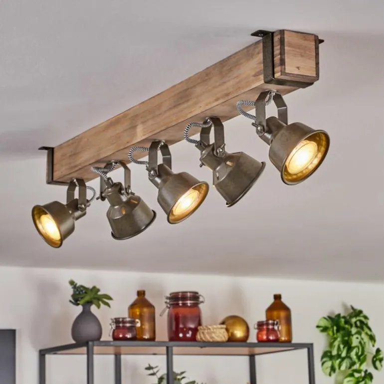 Plafonnier Pehefito Écru, Noir, 5 lumières