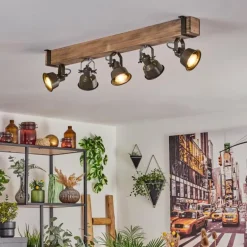 Plafonnier Pehefito Écru, Noir, 5 lumières