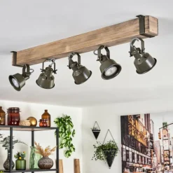 Plafonnier Pehefito Écru, Noir, 5 lumières