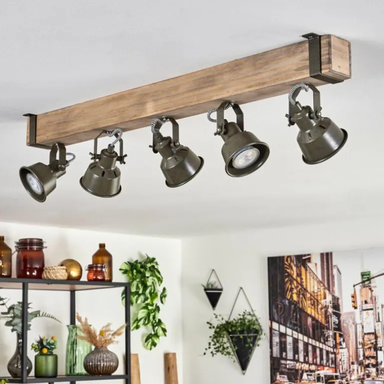 Plafonnier Pehefito Écru, Noir, 5 lumières