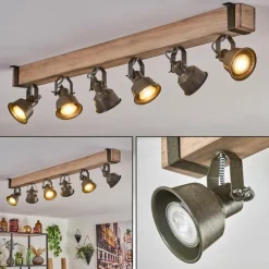 Plafonnier Pehefito Écru, Noir, 6 lumières