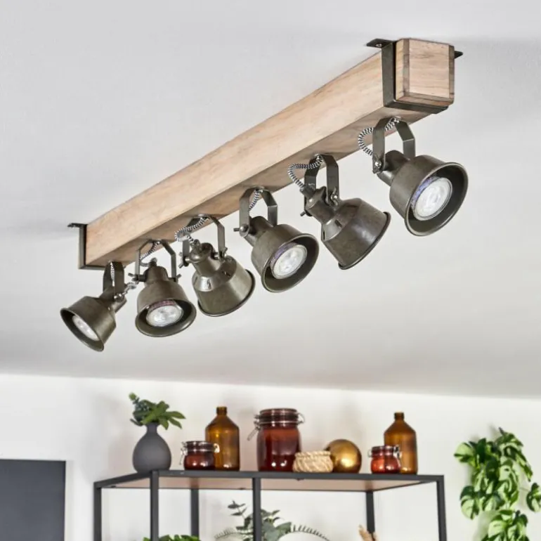 Plafonnier Pehefito Écru, Noir, 6 lumières