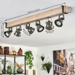 Plafonnier Pehefito Écru, Noir, 6 lumières