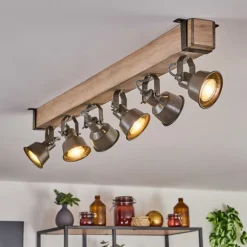 Plafonnier Pehefito Écru, Noir, 6 lumières