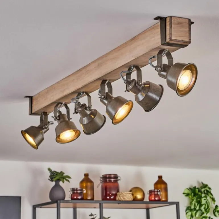 Plafonnier Pehefito Écru, Noir, 6 lumières