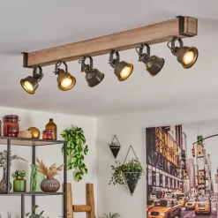 Plafonnier Pehefito Écru, Noir, 6 lumières