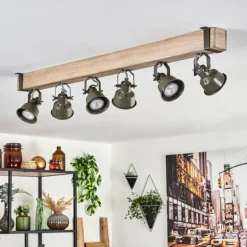 Plafonnier Pehefito Écru, Noir, 6 lumières