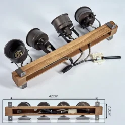 Plafonnier Pehefito Gris, Bois foncé, Noir, 4 lumières