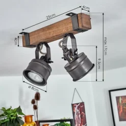 Plafonnier Pehefito Noir, 2 lumières