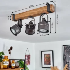 Plafonnier Pehefito Noir, 3 lumières