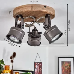 Plafonnier Pehefito Noir, 3 lumières