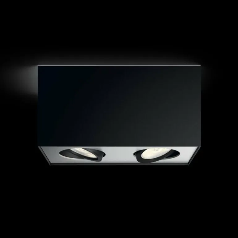 Plafonnier Philips Box LED Noir, 2 lumières